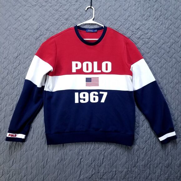 Polo Ralph Lauren 1967 Sweatshirt Men’s Size Large Striped US Flag Sweater Rare